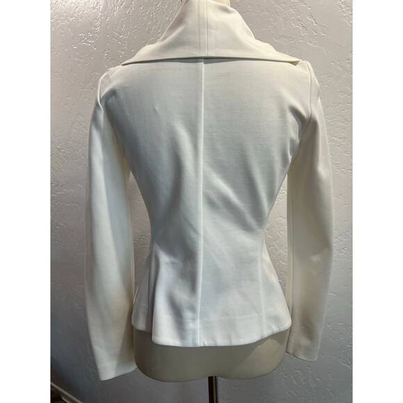 Donna Karan White Draped Collar Asymmetrical Jacket Blazer Women’s Small - Picture 3 of 10